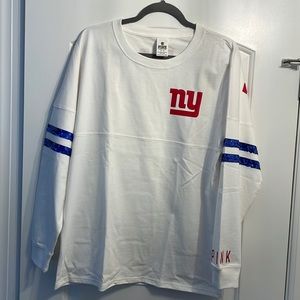 PINK Victorias Secret - White NY Giants Long Sleeve T shirt - Womens Size Medium